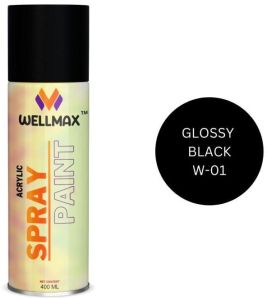 WELLMAX AEROSOL SPRAY PAINT (GLOSSY BLACK 400ML/ 340 GM )