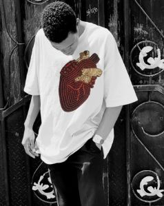 Heart Strings Embroidered Mens Oversized T-Shirts