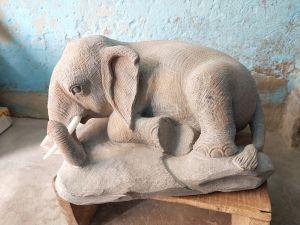 Marble Sitting Elephant Statue