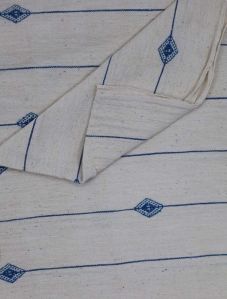 OFF-WHITE INDIGO PANCHKA HANDWOVEN KALA COTTON FABRIC