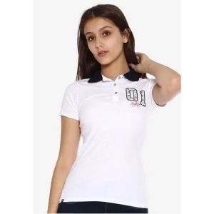 Ladies Printed Polo Neck T Shirt