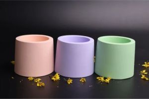 Multicolor Concrete Candle Jar