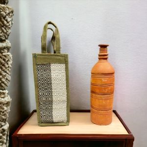 Handmade Terracotta Water Bottle & Korai Bottle Bag