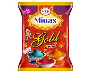 Herbal Holi gulal - Minas Gold 80gms air pouch