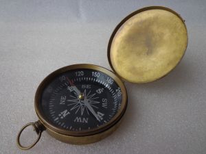 antique brass pocket compass