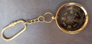 Brass Pocket Compass Key Chain