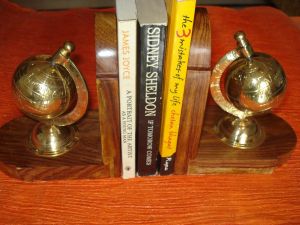 Wooden Bookends W Globes