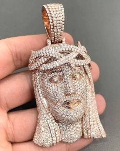 14K gold silver 925 iced out hip hop rapper jewelry men Natural diamond moissanite cvd Jesus pendant