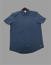 Mens Blue Half Sleeve Shirt with Plain Pocket