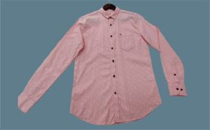 Mens Pink Full Sleeve Shirt with Embroidered Pocket