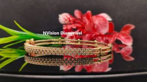 Yellow Gold Natural Diamond Criss Cross Steps Bracelet