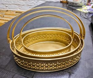 Gold iron Metal Hamper Basket