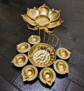 Golden Antique Iron Lotus Urli