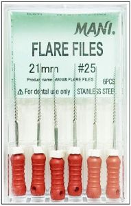 Mani Flare Files 21mm -(pack of 6) Dental Root Canal Endodontic Files