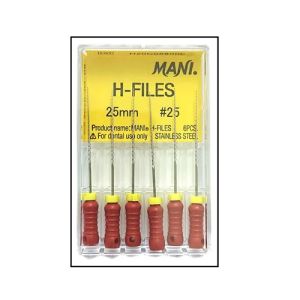 Mani H Files 25mm -(Pack of 6) Dental Root Canal Endodontic Hand Files