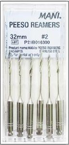 Mani Peeso Reamers 32mm (Pack of 6) Dental Root Canal Endodontic Files