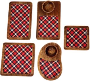 Wooden platter and tray set