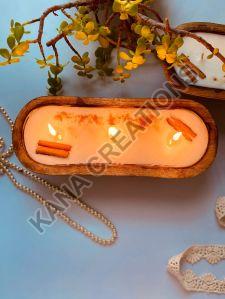 3 Wick Hand Carved Dough Soy Candle