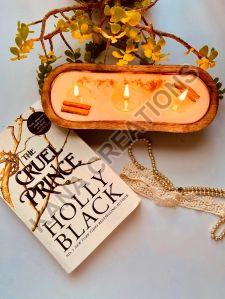 3 Wick Hand Carved Dough Soy Candle
