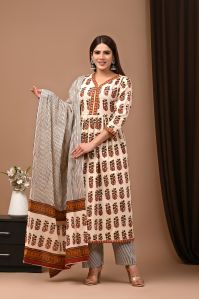 bagru hand block printed naira cut stitched cotton suits
