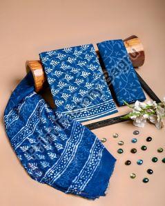 Chiffon dress material bagru hand block printed
