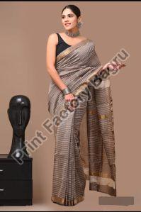 Bagru Hand Block Printed Maheshwari Silk Saree