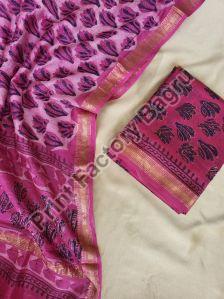 Printed Ajrakh Maheshwari Silk Dress Material