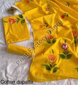 Hand painted bagru cotton dress material