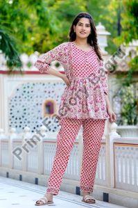 Ladies Cotton Hand Block Printed Co-Ord Set