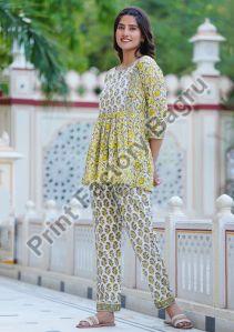 Ladies Cotton Hand Block Printed Co-Ord Set