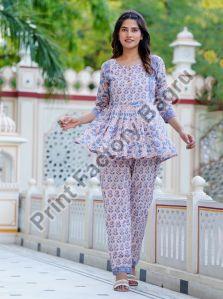Ladies Cotton Hand Block Printed Co-Ord Set