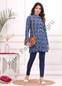 Ladies Hand Block Printed Long Jacket