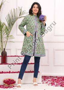 Ladies Hand Block Printed Long Jacket