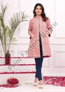 Ladies Hand Block Printed Long Jacket