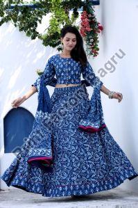 Hand Block Printed Cotton Lehenga Choli