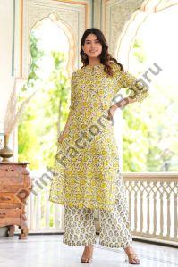 Hand Block Printed Cotton Kurta Palazzo Set