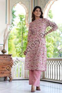 Hand Block Printed Cotton Kurta Palazzo Set