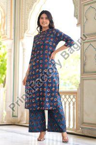 Hand Block Printed Cotton Kurta Palazzo Set