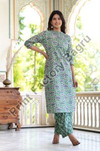 Hand Block Printed Cotton Kurta Palazzo Set