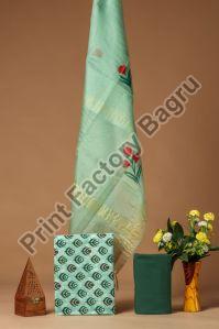 Hand Block Printed Organza Silk Dress Material