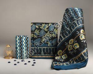Ajrakh Printed Chanderi Silk Dress Material