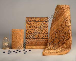 Ajrakh Printed Chanderi Silk Dress Material