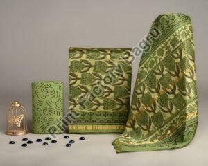 Ajrakh Printed Chanderi Silk Dress Material