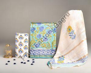 Hand Block Printed Chanderi Silk Dress Material