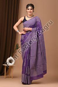 Mulmul cotton saree bagru hand block printed