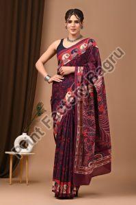 Mulmul cotton saree bagru hand block printed