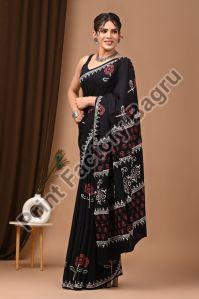 Mulmul cotton saree bagru hand block printed