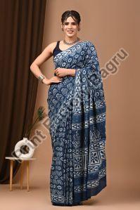 Mulmul cotton saree bagru hand block printed