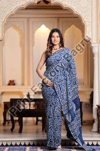 Mulmul cotton saree bagru handblock printed