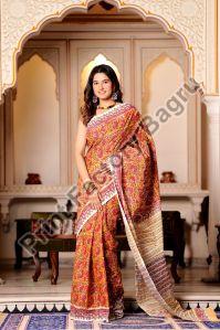Mulmul cotton saree bagru handblock printed